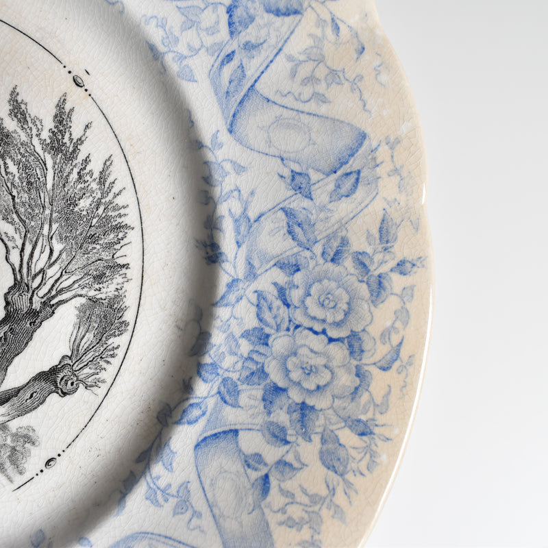 Antique Dessert Plate, U&C Sarreguemines, 1855, "Le rendez-vous des bergères"