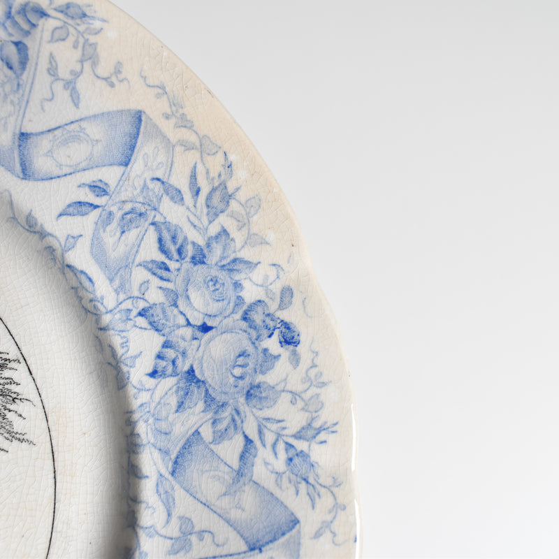 Antique Dessert Plate, U&C Sarreguemines, 1855, "Le rendez-vous des bergères"