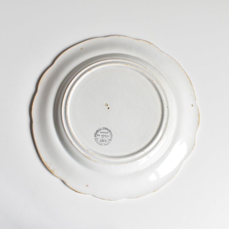 Antique Dessert Plate, Gien "Je l'attends"