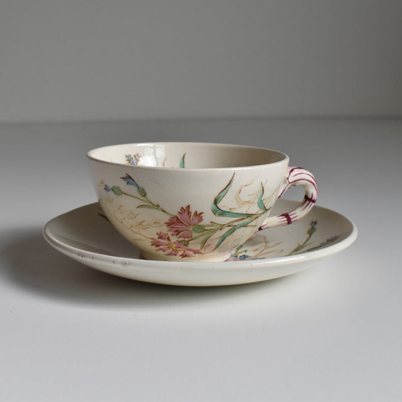 Antique Cup and Saucer K&G Lunéville Bleuet D