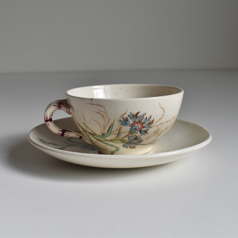 Antique Cup and Saucer K&G Lunéville Bleuet D