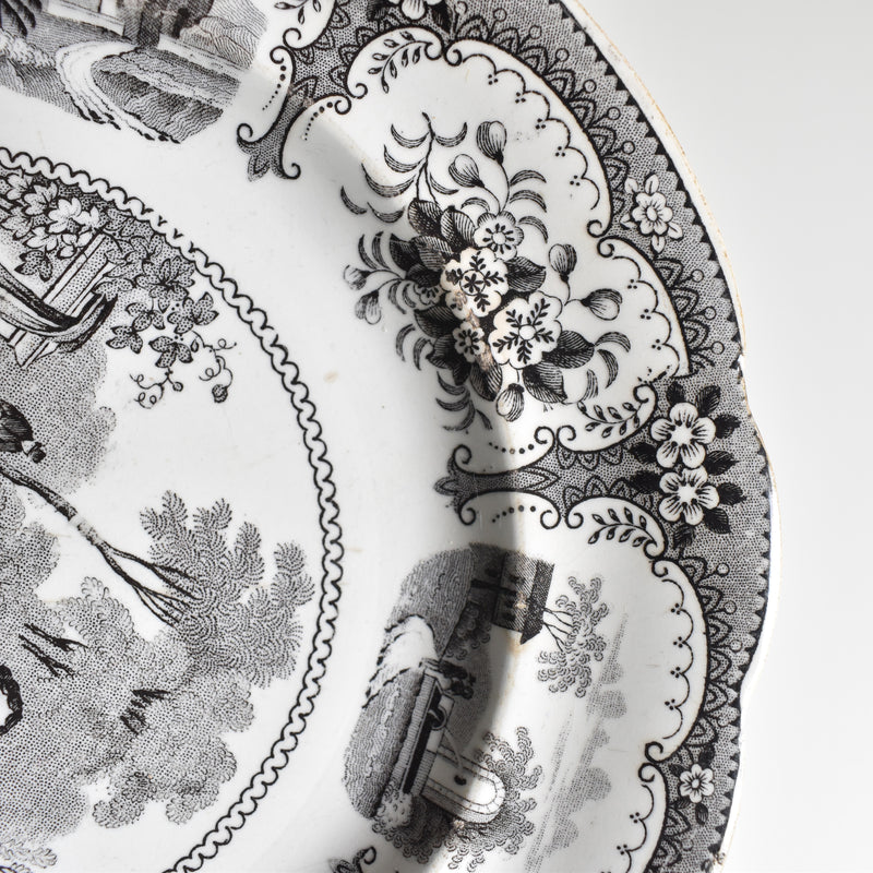 Antique Dessert Plate, Gien "Je l'attends"