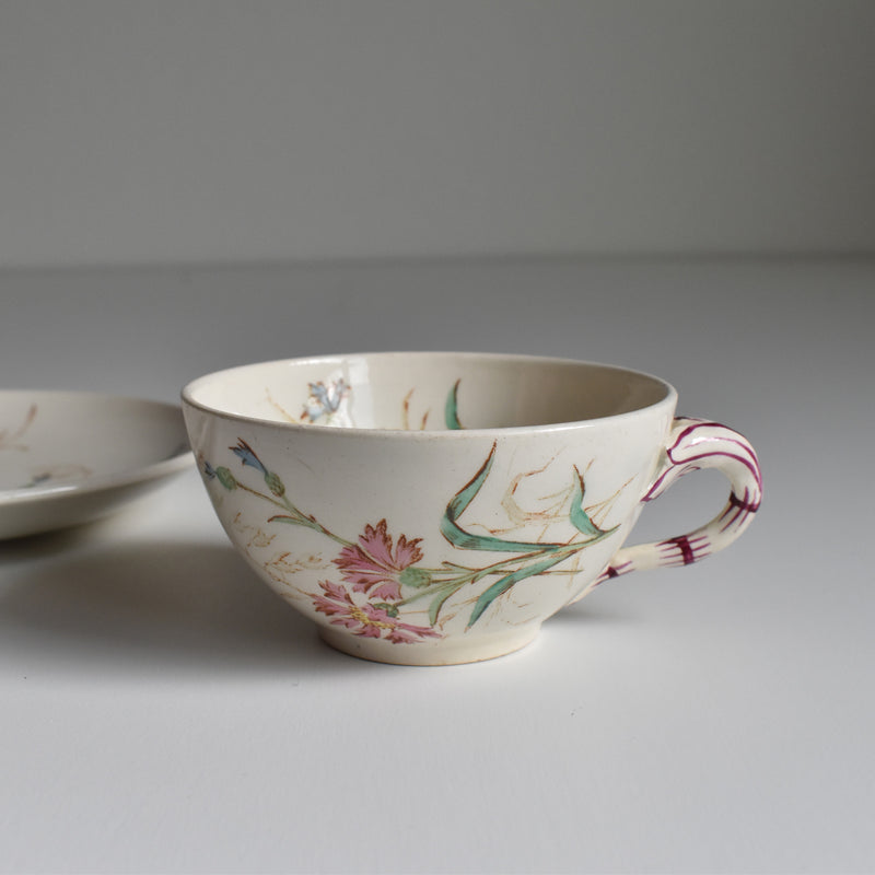 Antique Cup and Saucer K&G Lunéville Bleuet D