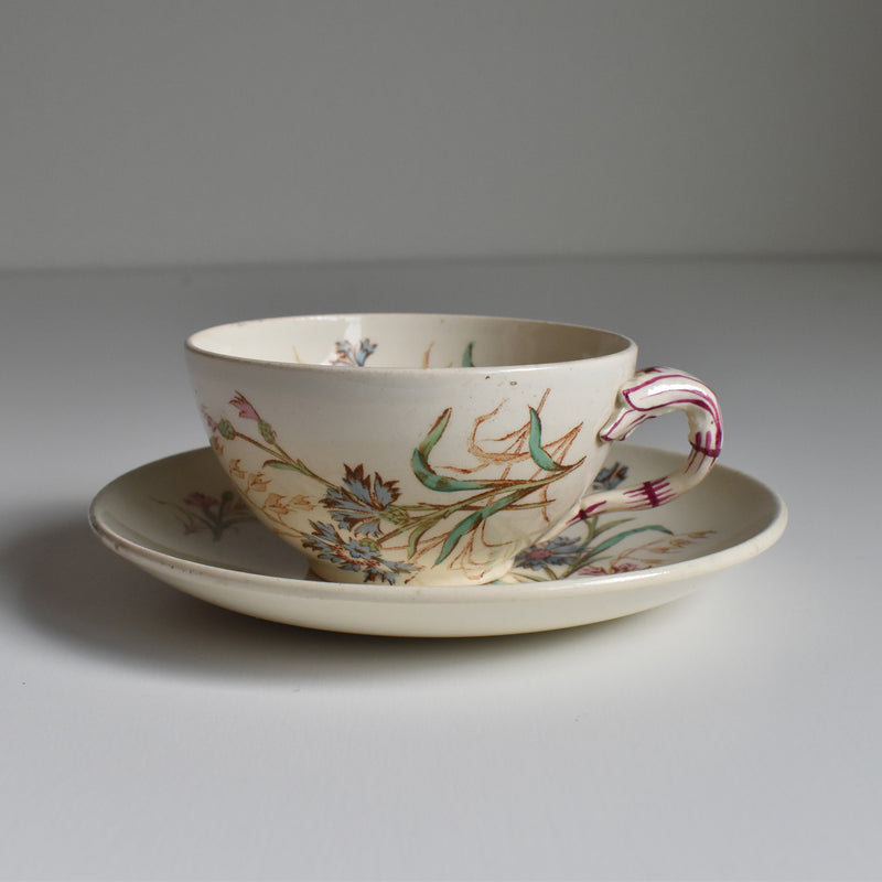 Antique Cup and Saucer K&G Luneville Bleuet C