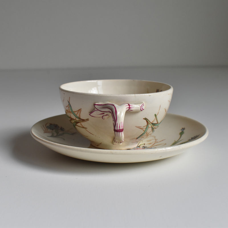 Antique Cup and Saucer K&G Luneville Bleuet C