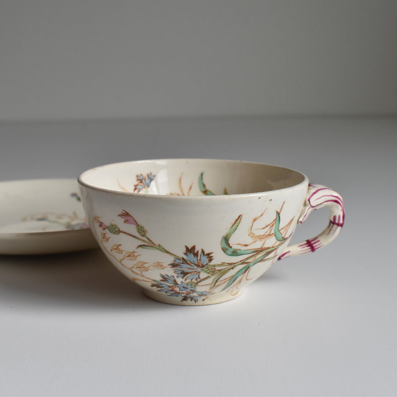 Antique Cup and Saucer K&G Luneville Bleuet C