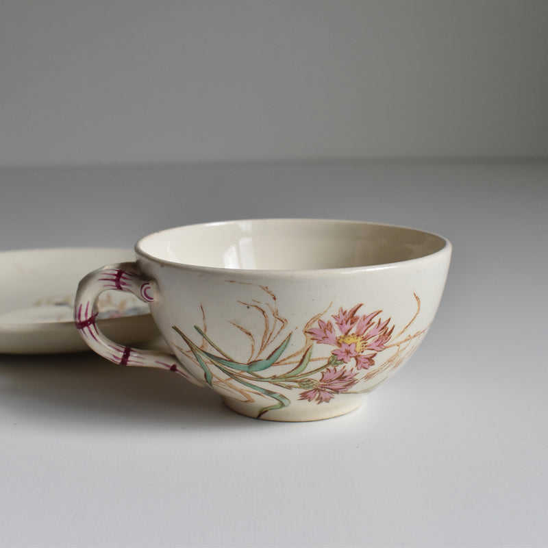 Antique Cup and Saucer K&G Luneville Bleuet C