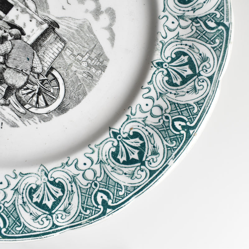 アンティークデザート絵皿 サンタマン "les Automobiles"