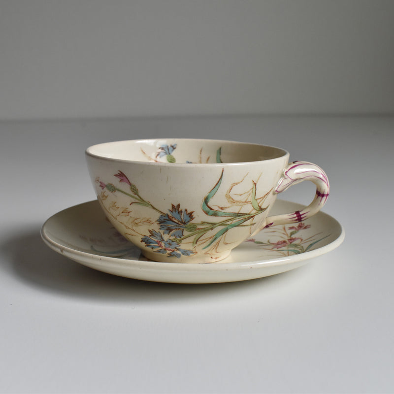 Antique Cup and Saucer K&G Lunéville Bleuet B