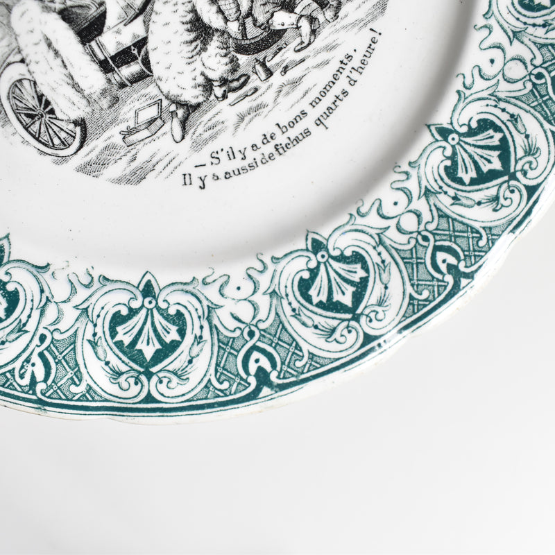 アンティークデザート絵皿 サンタマン "les Automobiles"