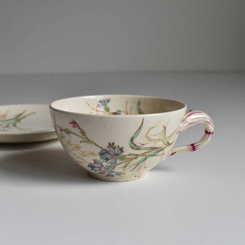 Antique Cup and Saucer K&G Lunéville Bleuet B