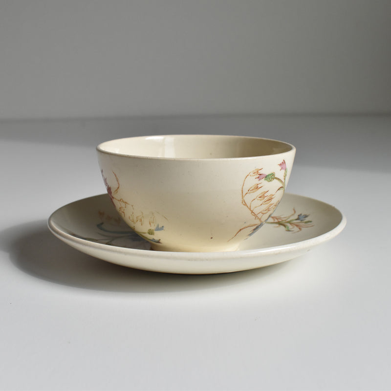 Antique cup and saucer K&G Luneville Bleuet A