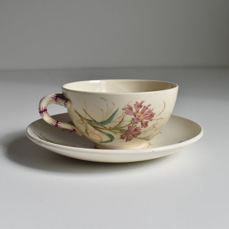 Antique cup and saucer K&G Luneville Bleuet A