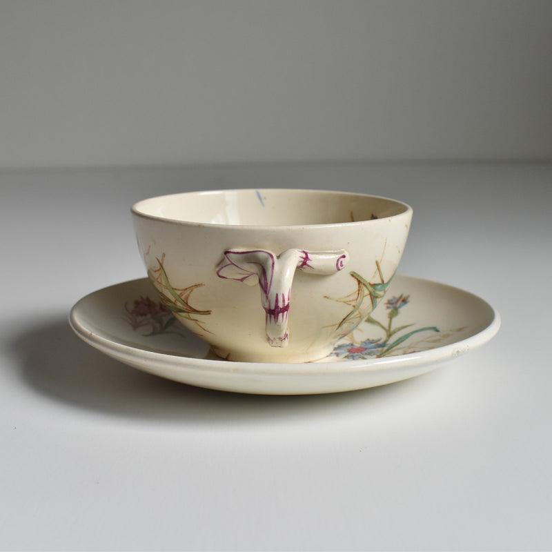 Antique cup and saucer K&G Luneville Bleuet A
