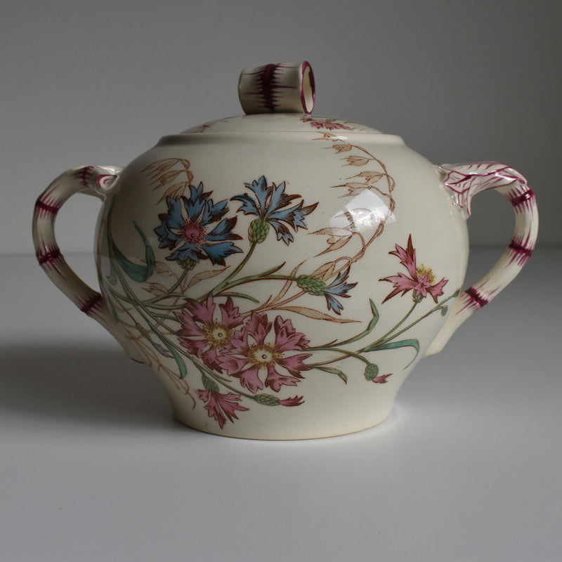 Antique Sugar Bowl K&G Luneville Bleuet