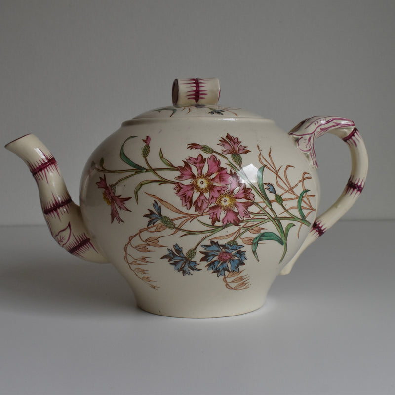 Antique Teapot K&G Luneville Bleuet