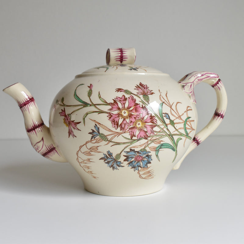 Antique Teapot K&G Luneville Bleuet