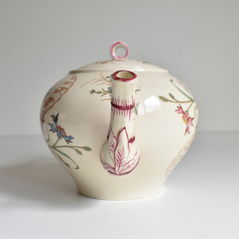 Antique Teapot K&G Luneville Bleuet