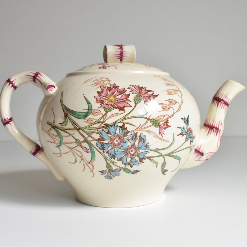 Antique Teapot K&G Luneville Bleuet