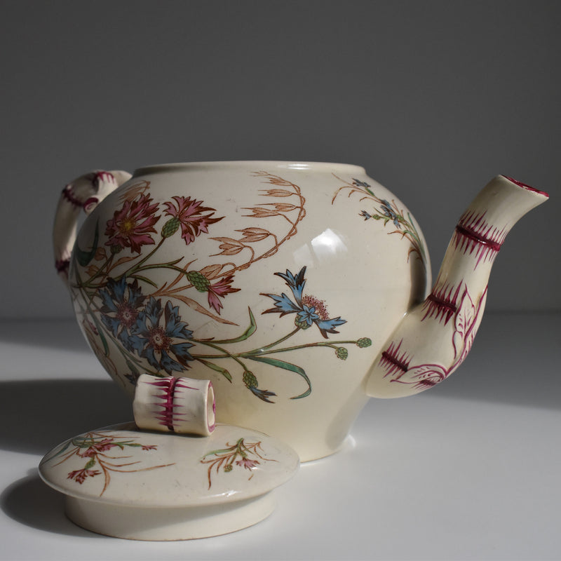 Antique Teapot K&G Luneville Bleuet
