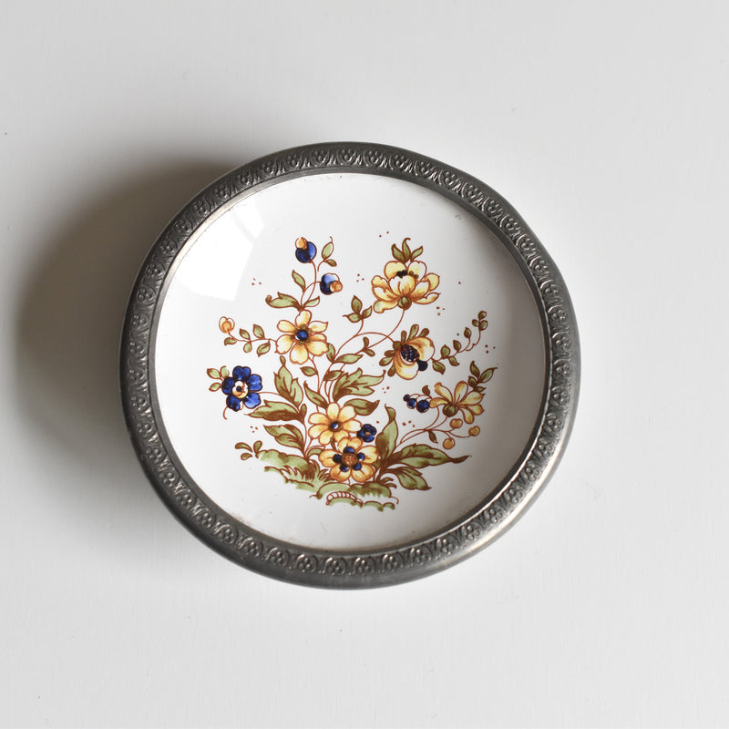 Vintage Pewter and Ceramic Small Coupe