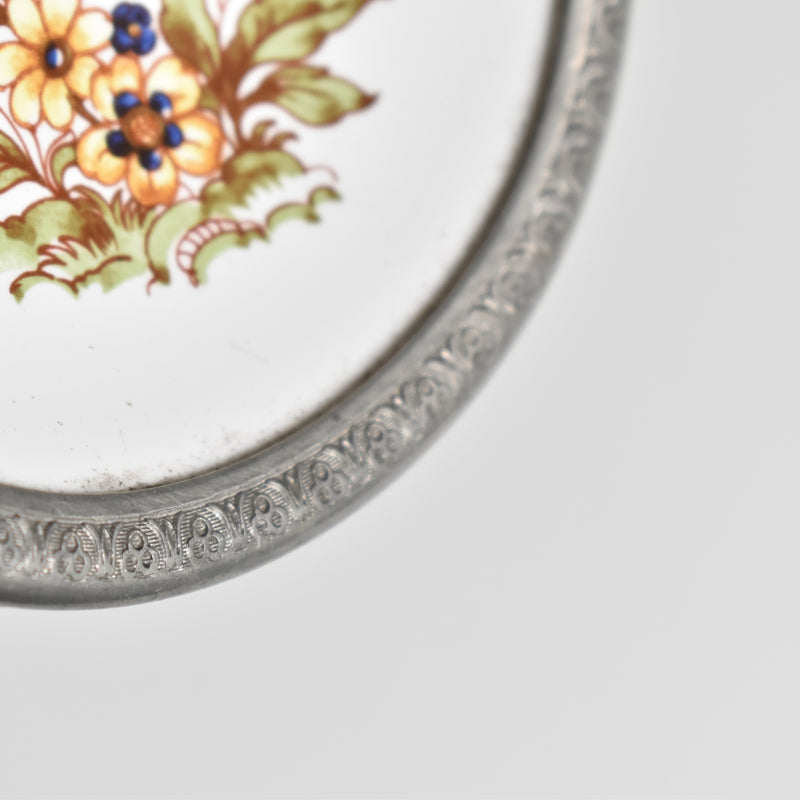 Vintage Pewter and Ceramic Small Coupe