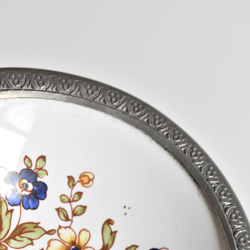 Vintage Pewter and Ceramic Small Coupe