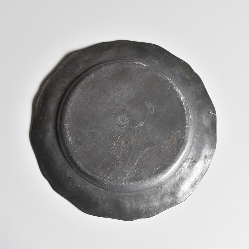 Vintage Pewter Scalloped Plate 19.5cm