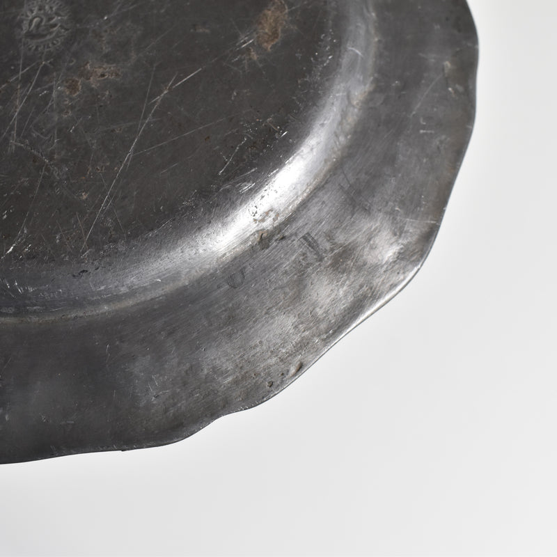Vintage Pewter Scalloped Plate 19.5cm