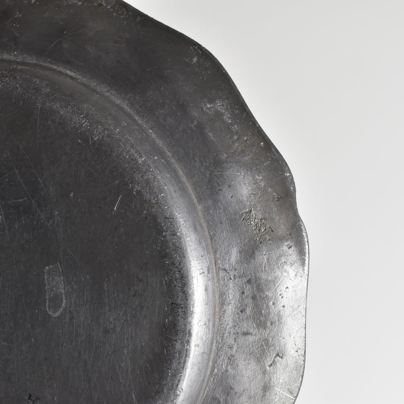 Vintage Pewter Scalloped Plate 19.5cm