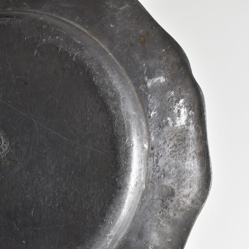 Vintage Pewter Scalloped Plate 19.5cm