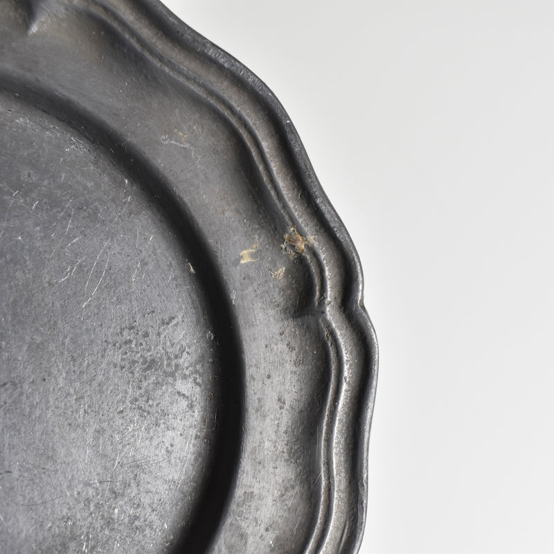 Vintage Pewter Scalloped Plate 19.5cm