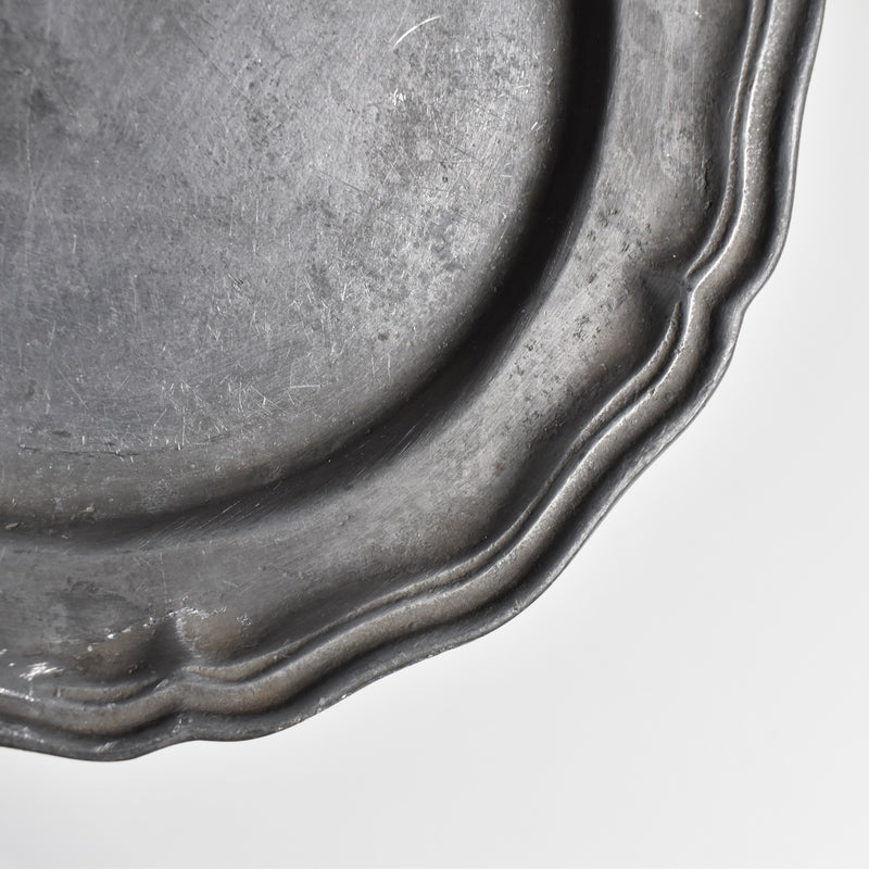 Vintage Pewter Scalloped Plate 19.5cm
