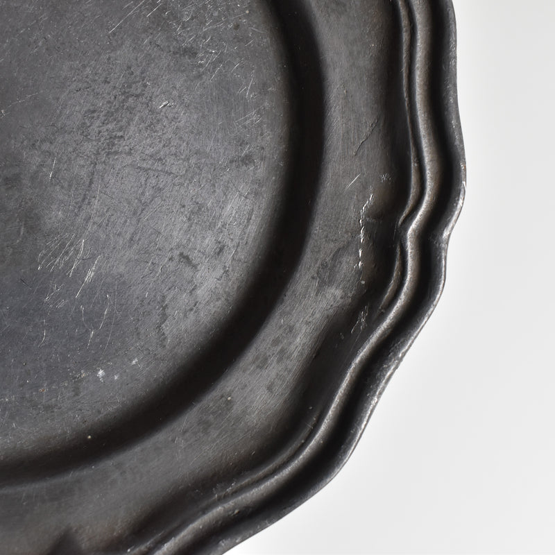 Vintage Pewter Scalloped Plate 19.5cm