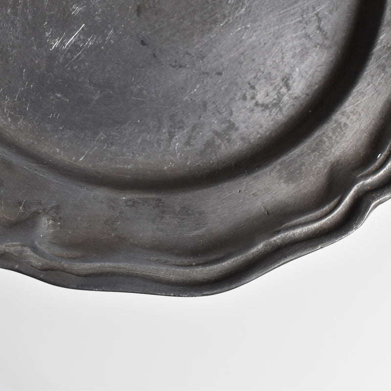 Vintage Pewter Scalloped Plate 19.5cm