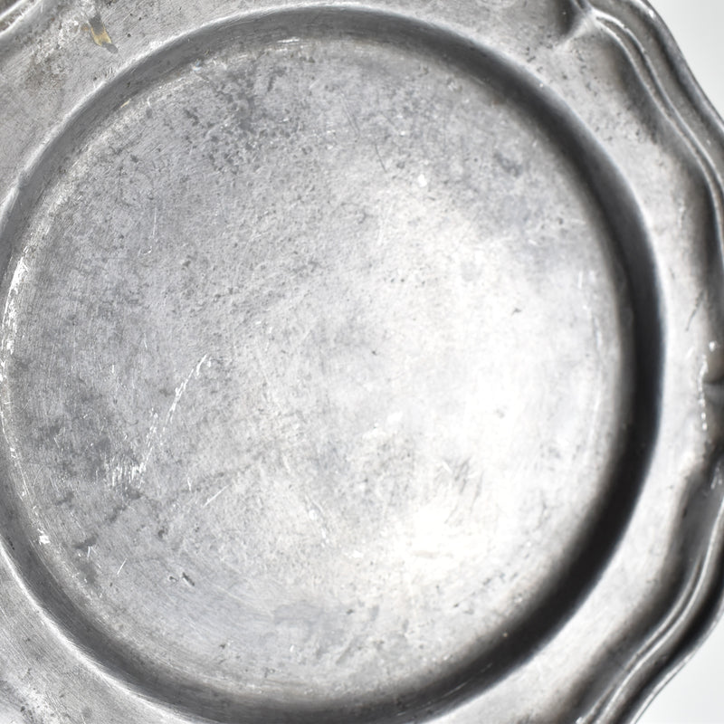 Vintage Pewter Scalloped Plate 19.5cm
