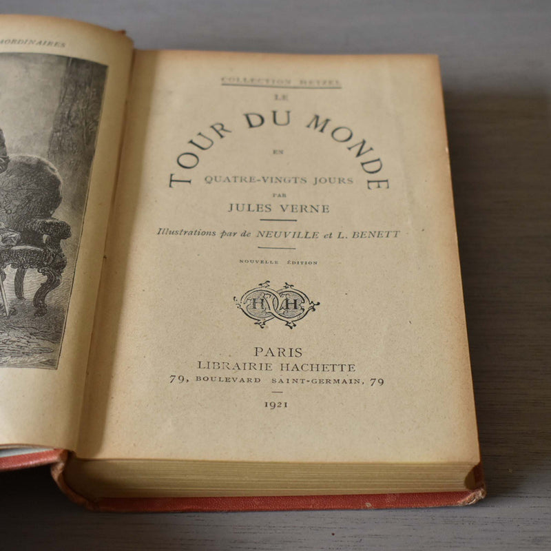 Antique book: Jules Verne Around the World in Eighty Days