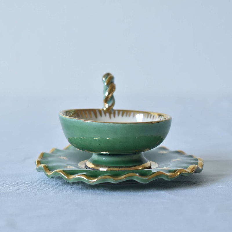 ア.ドラサンヴァル A.Dressinval ミニカップ＆ソーサー 3cm グリーン