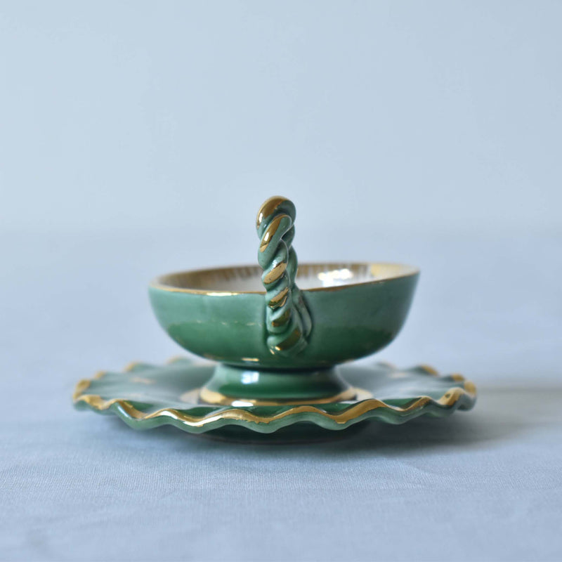 ア.ドラサンヴァル A.Dressinval ミニカップ＆ソーサー 3cm グリーン