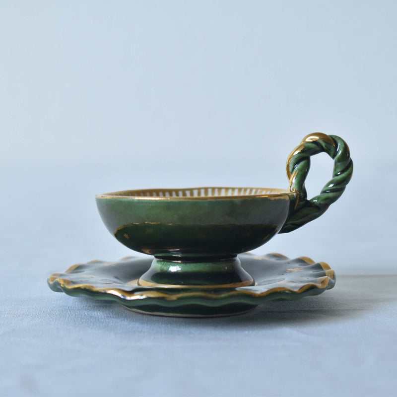 ア.ドラサンヴァル A.Dressinval ミニカップ＆ソーサー 3cm ダークグリーン