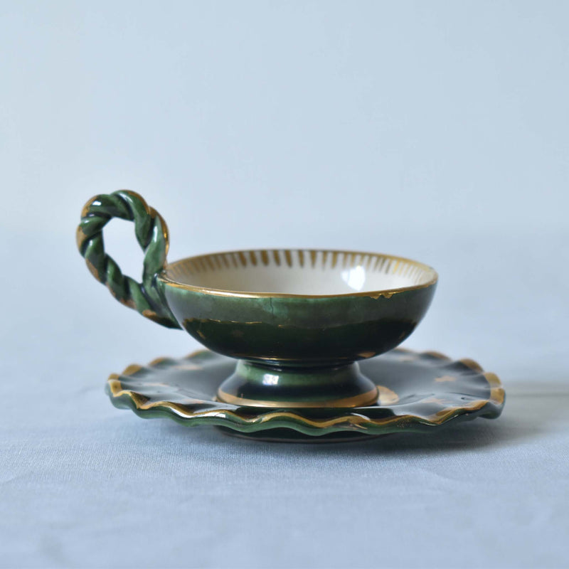 ア.ドラサンヴァル A.Dressinval ミニカップ＆ソーサー 3cm ダークグリーン