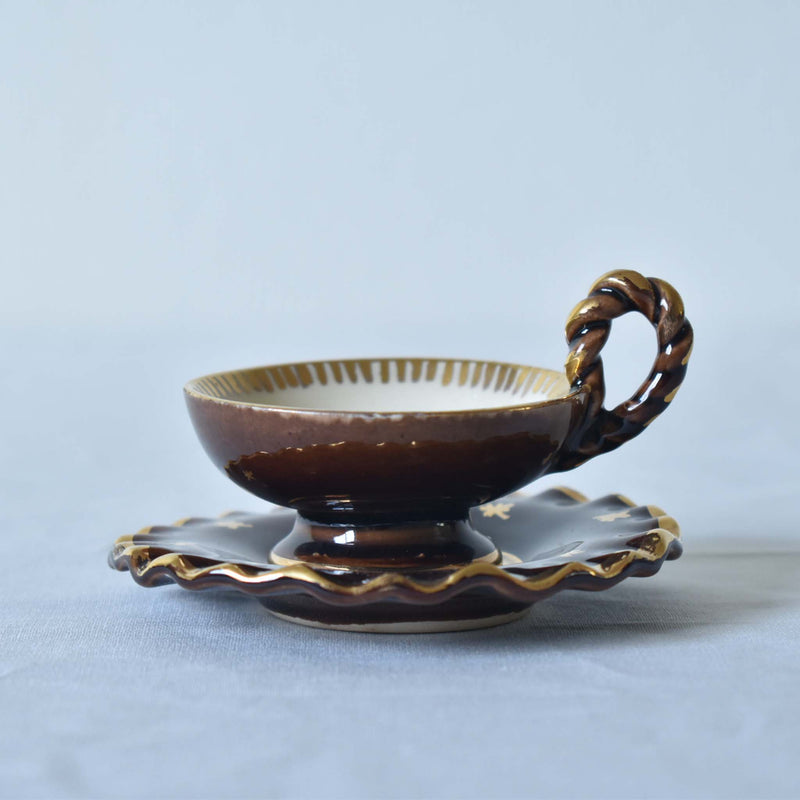 ア.ドラサンヴァル A.Dressinval ミニカップ＆ソーサー 3cm ブラウン