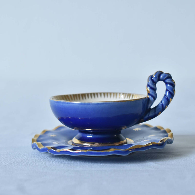 ア.ドラサンヴァル A.Dressinval ミニカップ＆ソーサー ヒイラギ ブルー