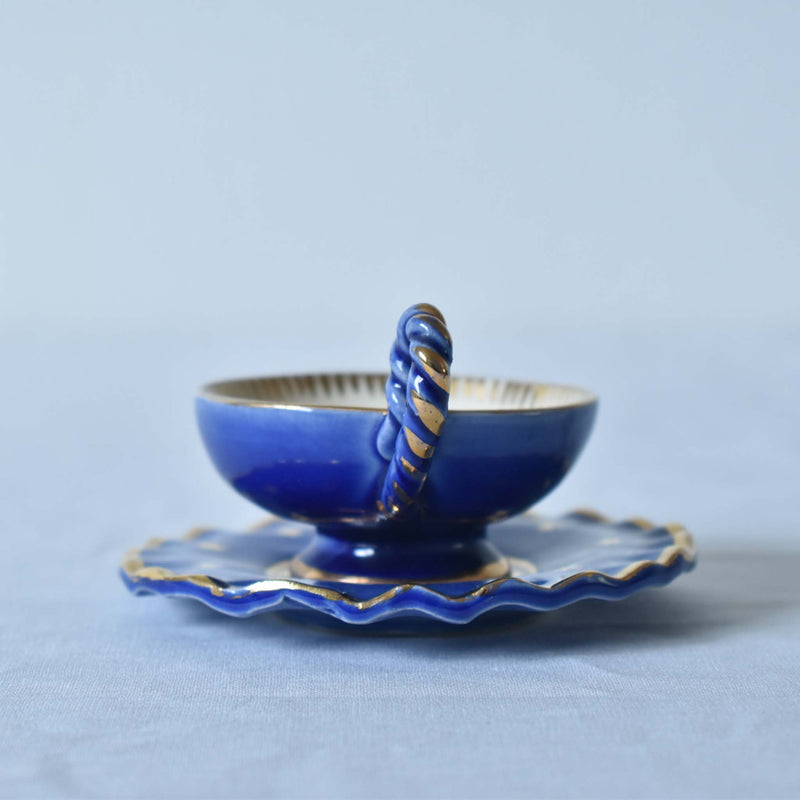 ア.ドラサンヴァル A.Dressinval ミニカップ＆ソーサー ヒイラギ ブルー