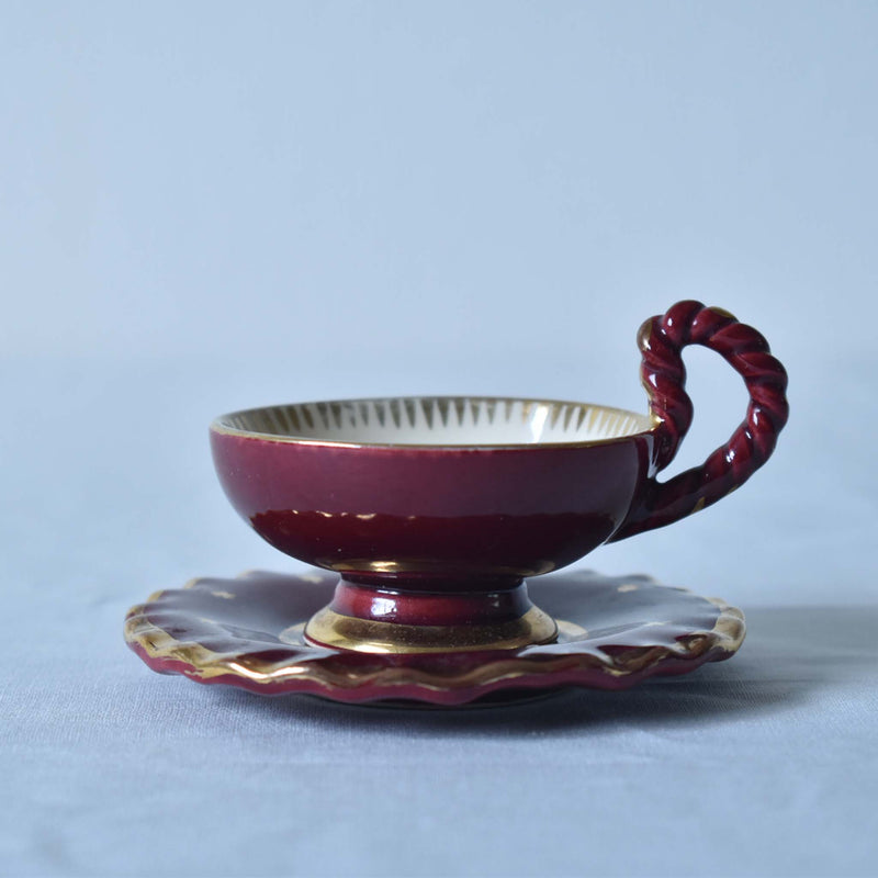 ア.ドラサンヴァル A.Dressinval ミニカップ＆ソーサー ヒイラギ レッド