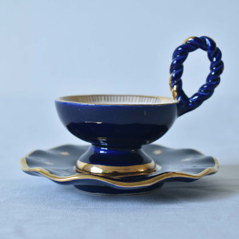 ア.ドラサンヴァル A.Dressinval ミニカップ＆ソーサー 4cm ブルー