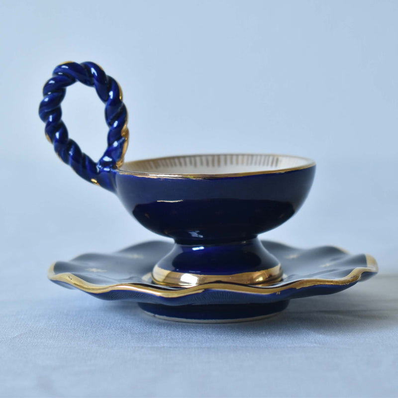 ア.ドラサンヴァル A.Dressinval ミニカップ＆ソーサー 4cm ブルー