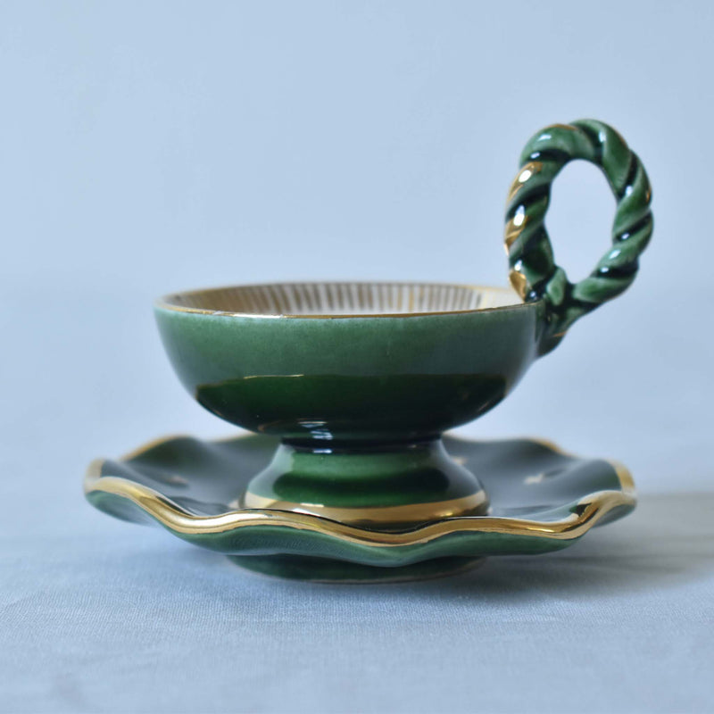 ア.ドラサンヴァル A.Dressinval ミニカップ＆ソーサー 4cm ダークグリーン