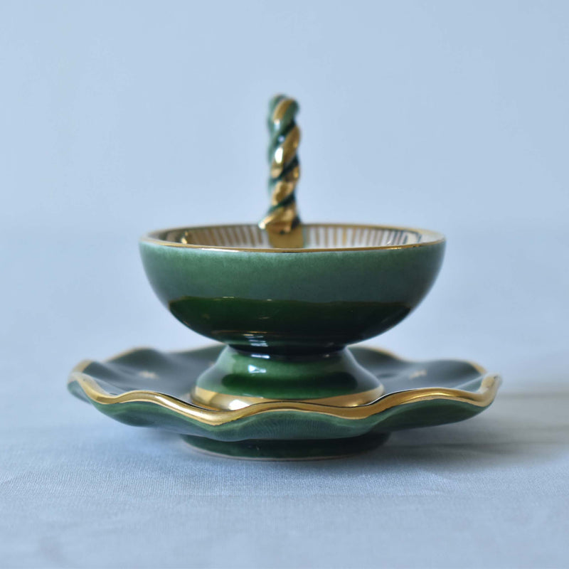 ア.ドラサンヴァル A.Dressinval ミニカップ＆ソーサー 4cm ダークグリーン