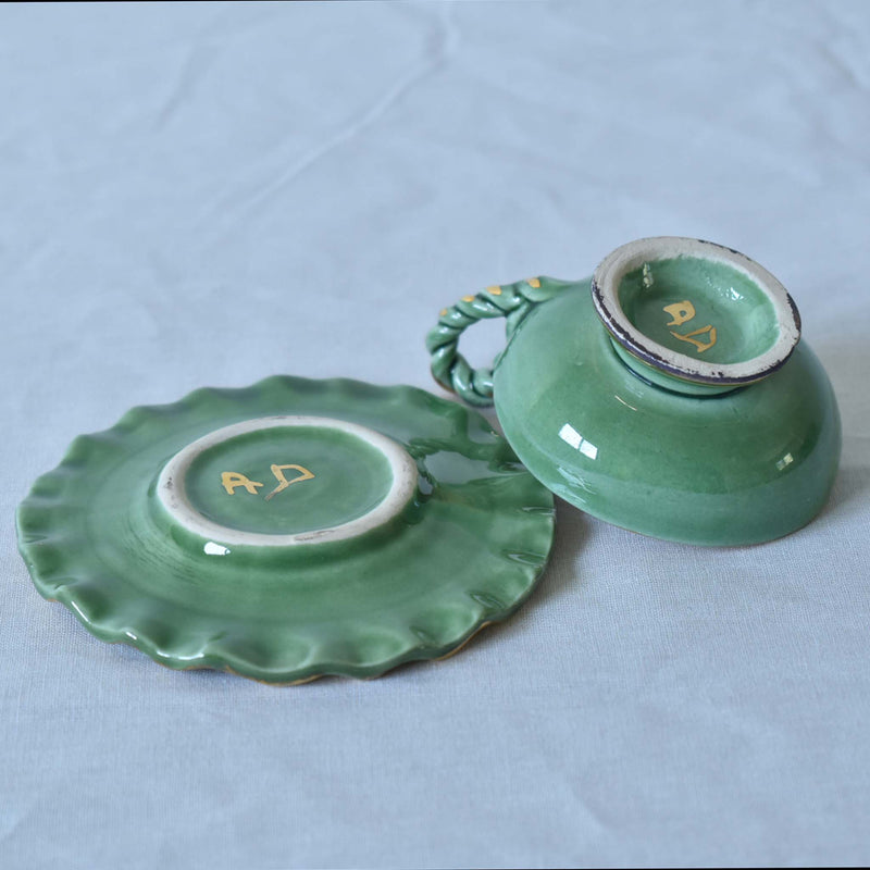 ア.ドラサンヴァル A.Dressinval ミニカップ＆ソーサー 3cm グリーン